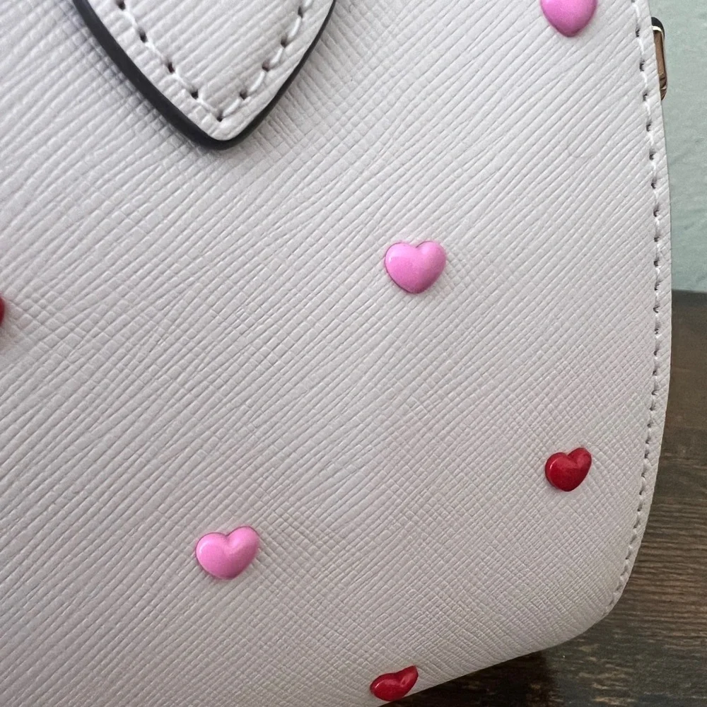 SET🩷 Kate Spade Madison Duffle Crossbody Bag & Wallet Heart Studs Powdered Sugar - Picture 4 of 16